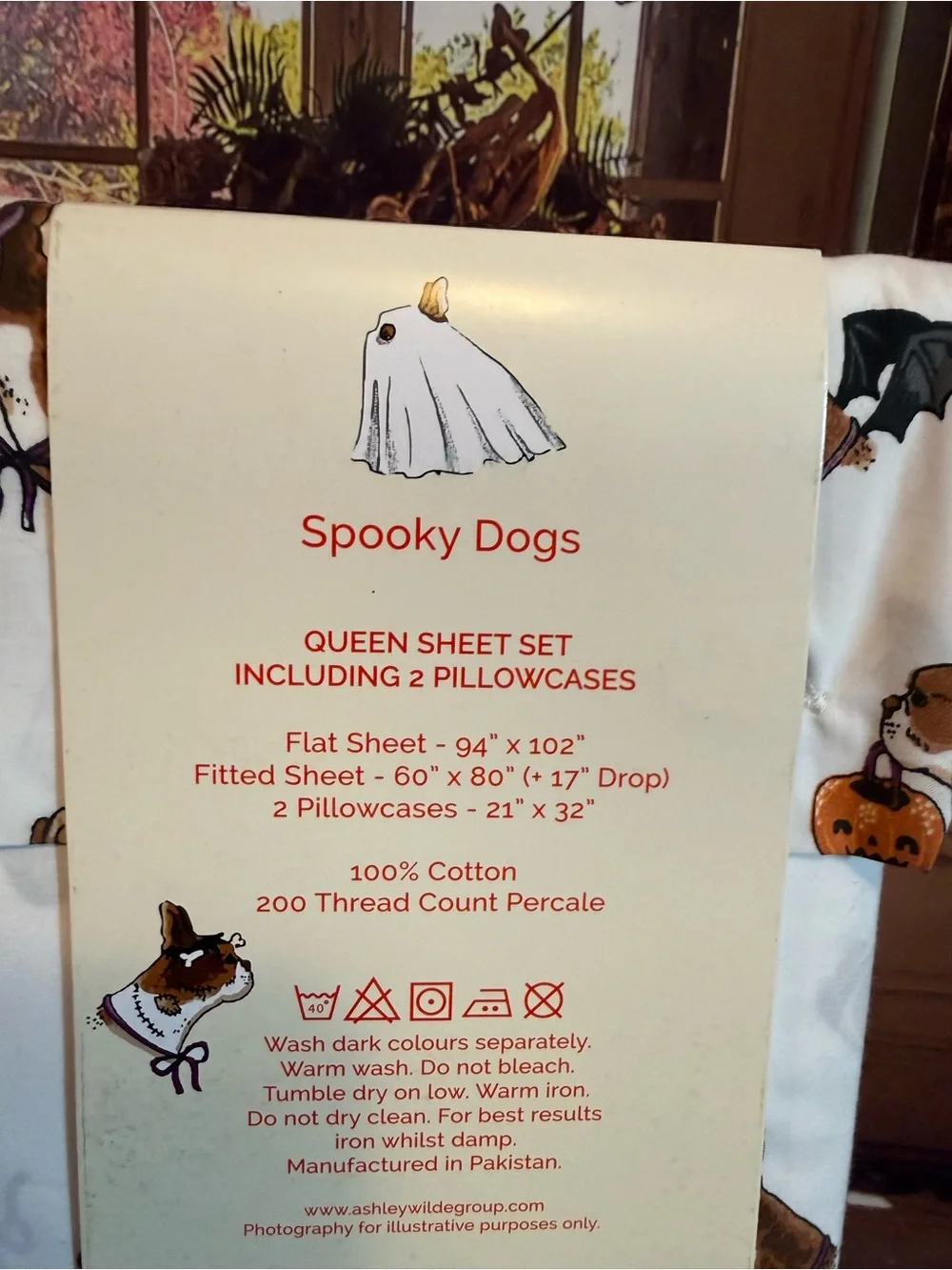 Cath Kidston Queen Sheet Set with Halloween Puppy Dog Cotton NWT Summerween